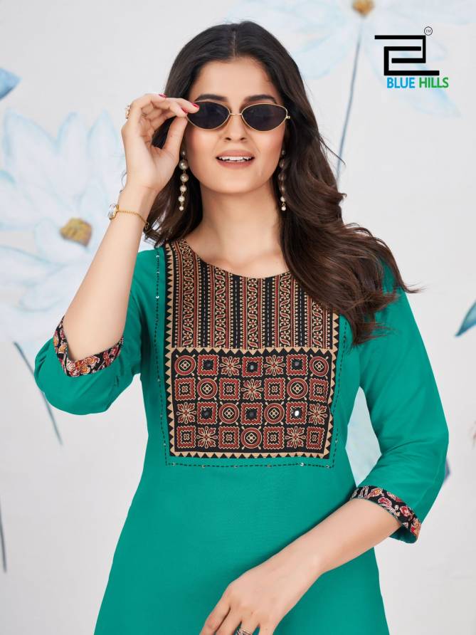 Cadbury By Blue Hills Block Print Rayon Kurtis Wholesale Price In Surat